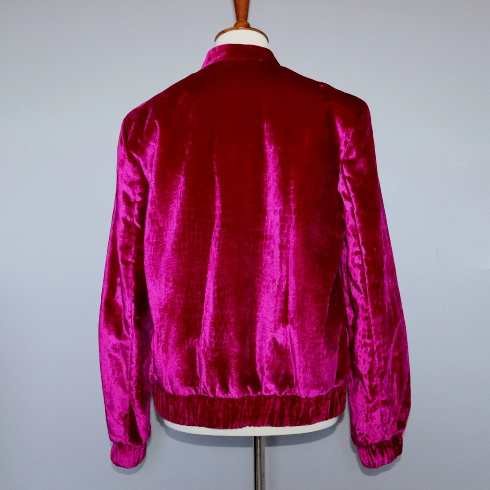 Croc Embossed Velvet Bomber Jacket Neiman Marcus 8 - Picture 6 of 8